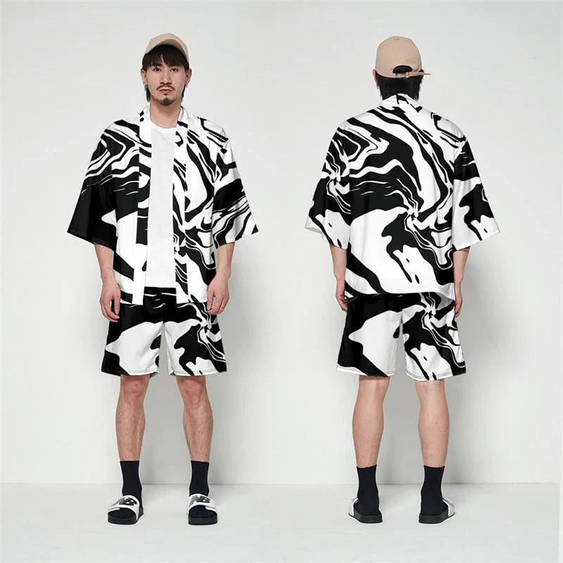 Black and White Kimono 'Kaito Edition' - Image 4