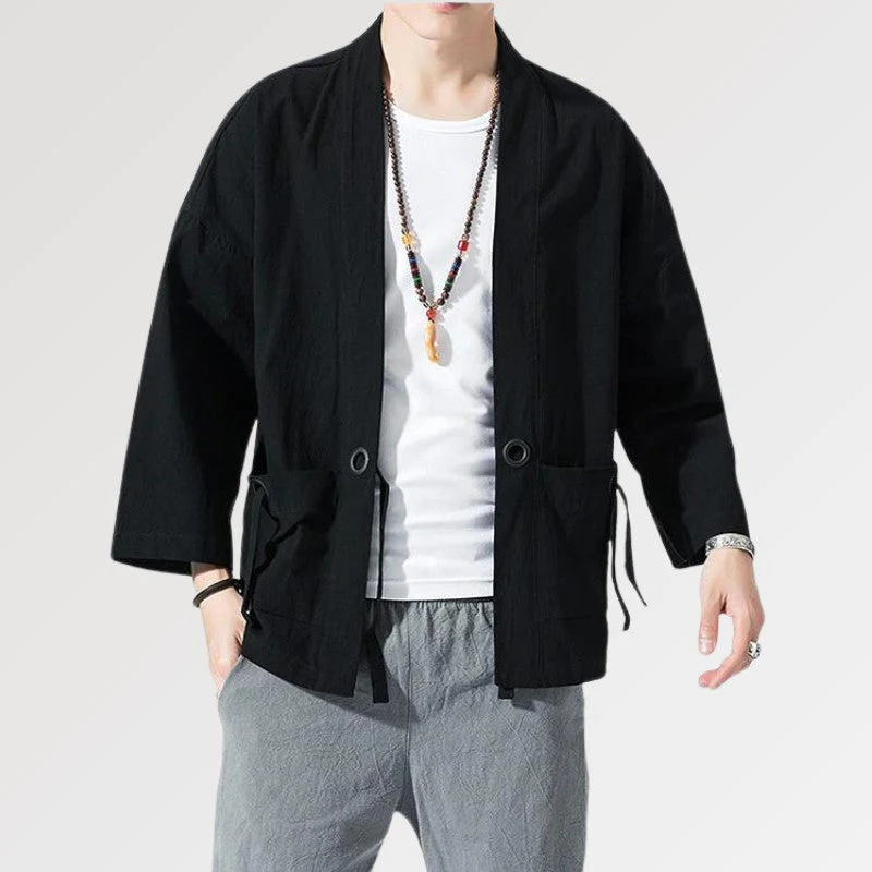 Black Men's Kimono 'Yuudai' - Image 2