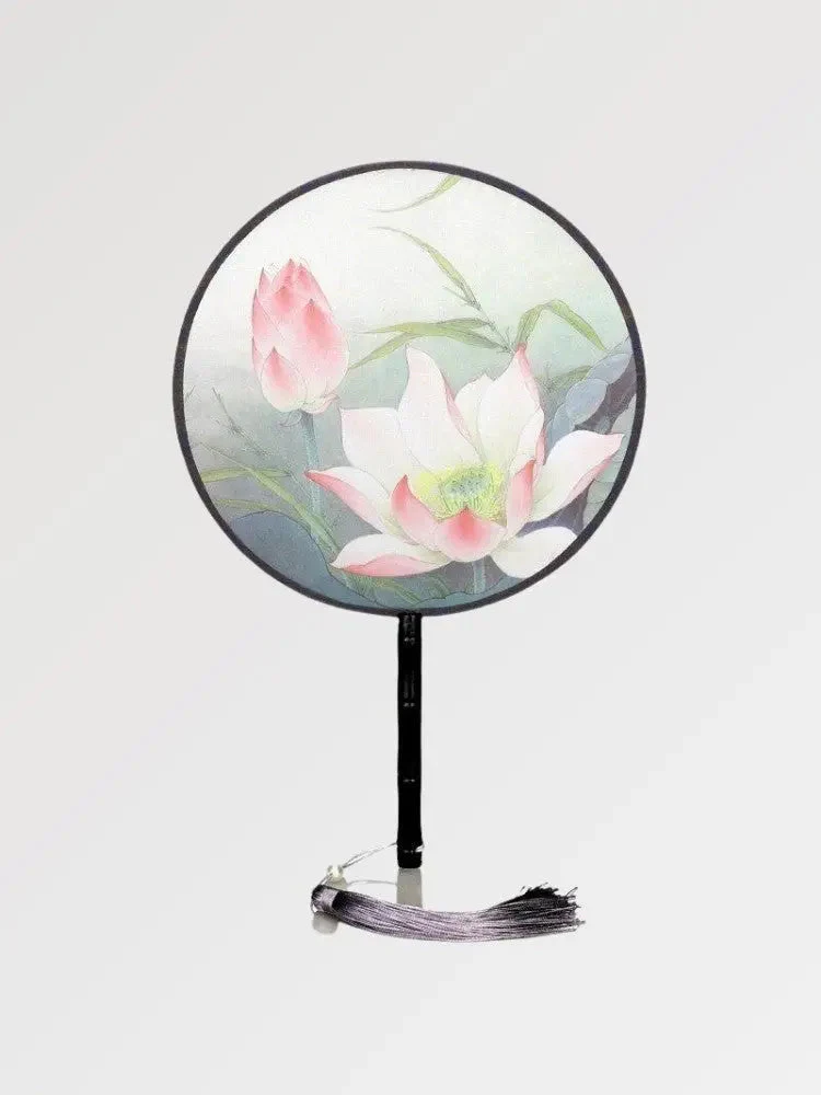 Japanese Round Lotus Fan 'Ebiko - Image 3