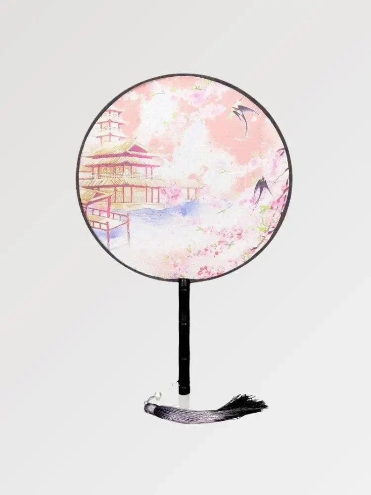 Japanese Round Temple Fan 'Toyoake - Image 3