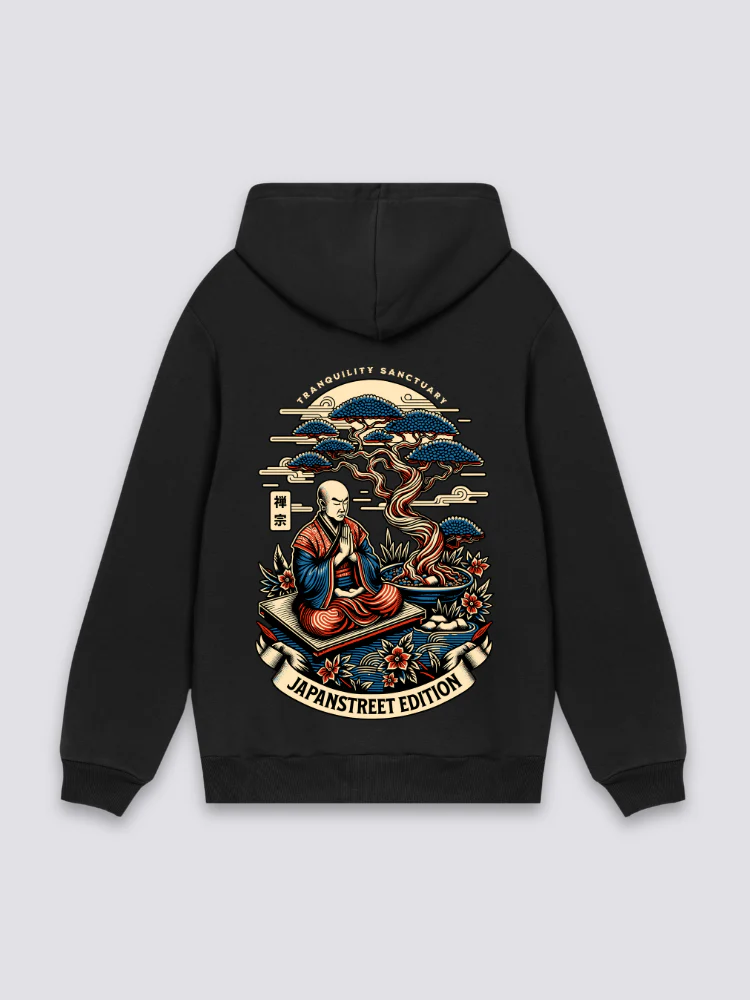 Hoodie with Japanese Print - プリント