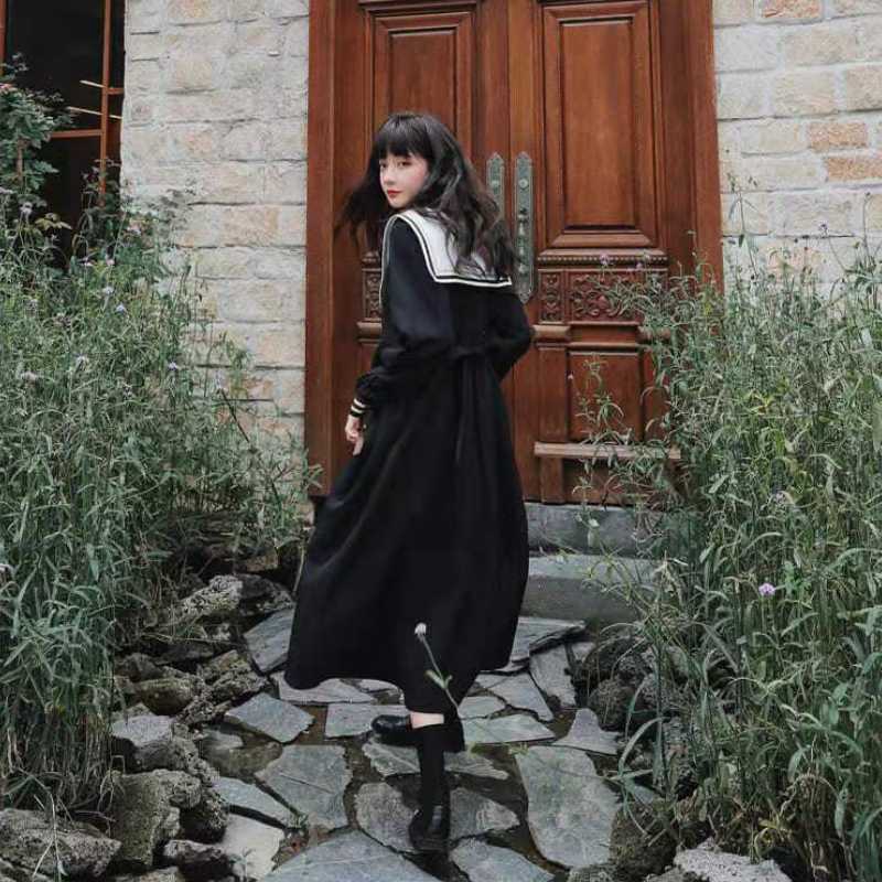 Japanese Black Dress 'Sashiko' - Image 3