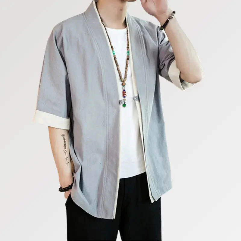 Japanese Style Jacket Mens 'Grey Hideki' - Image 2
