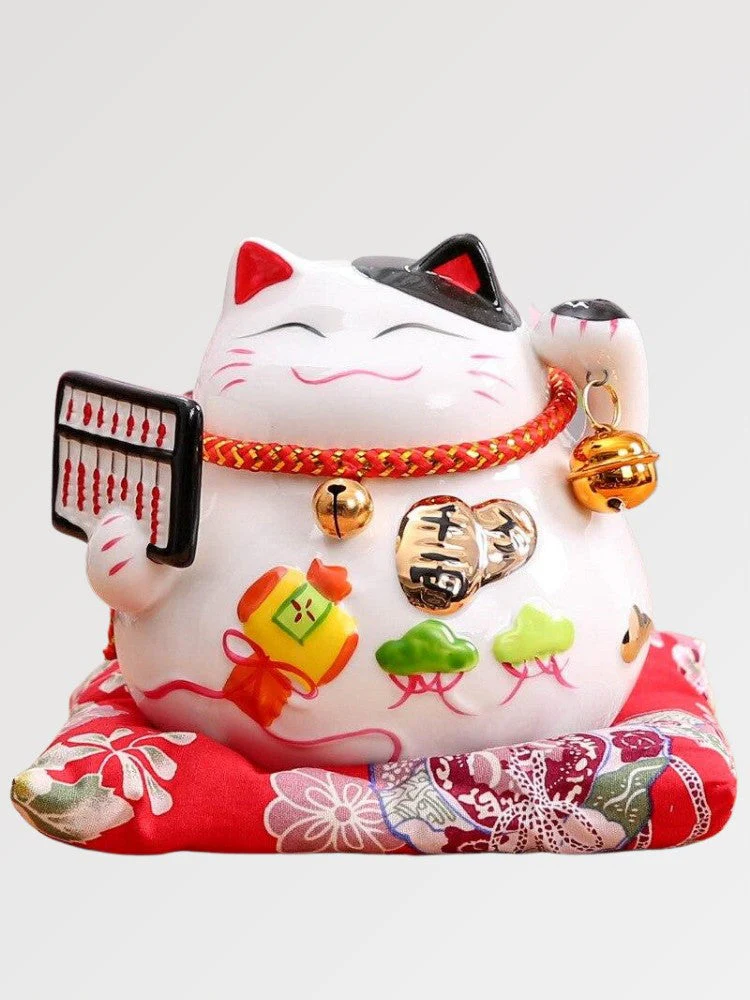 Maneki Neko White 'Lucky Abacus'