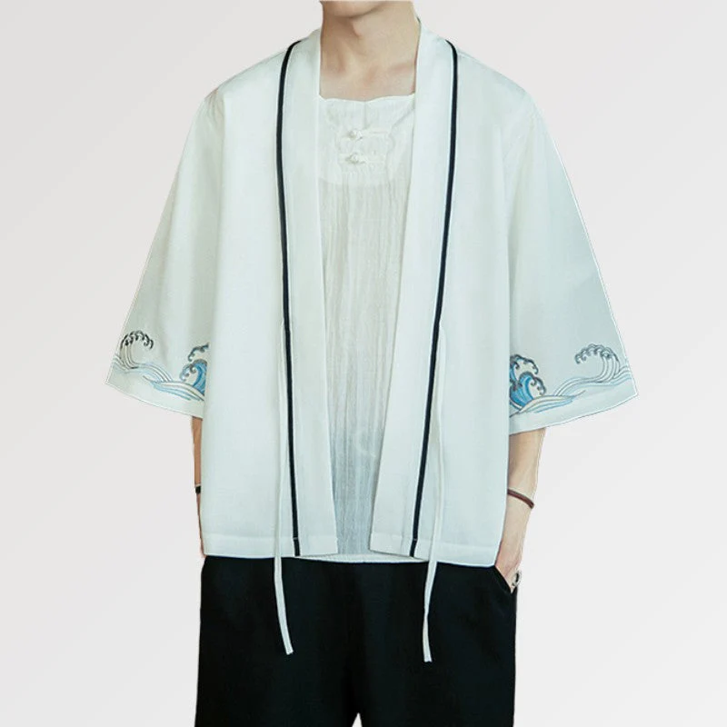 White Kimono Cardigan 'Kanagawa' - Image 3