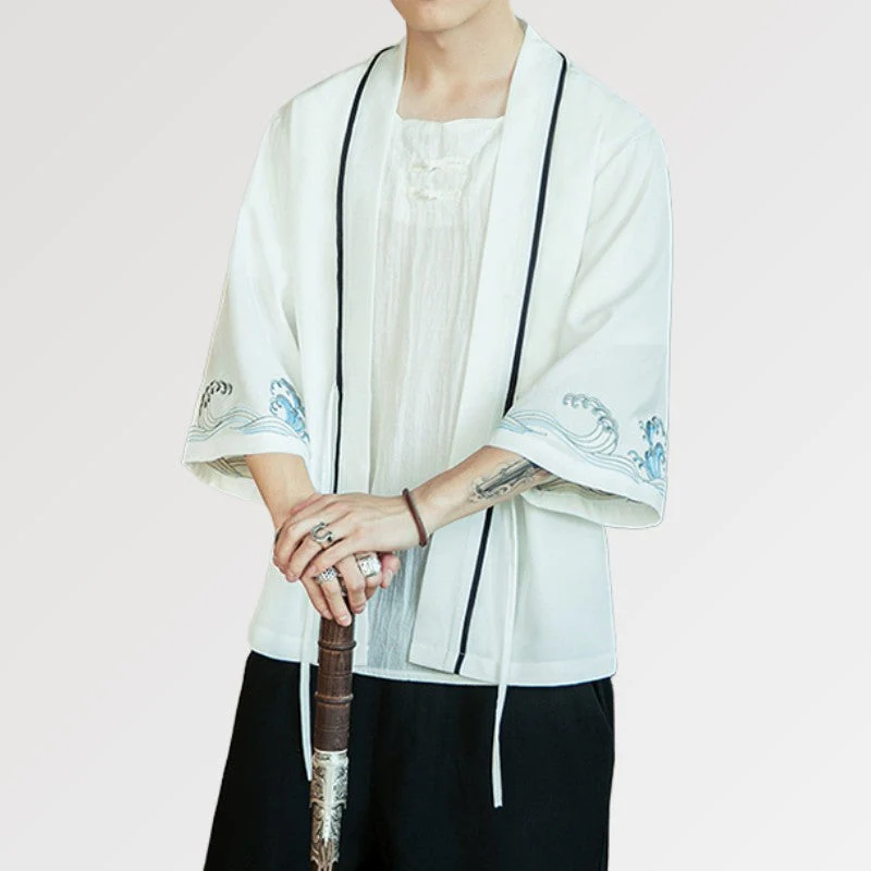 White Kimono Cardigan 'Kanagawa' - Image 4